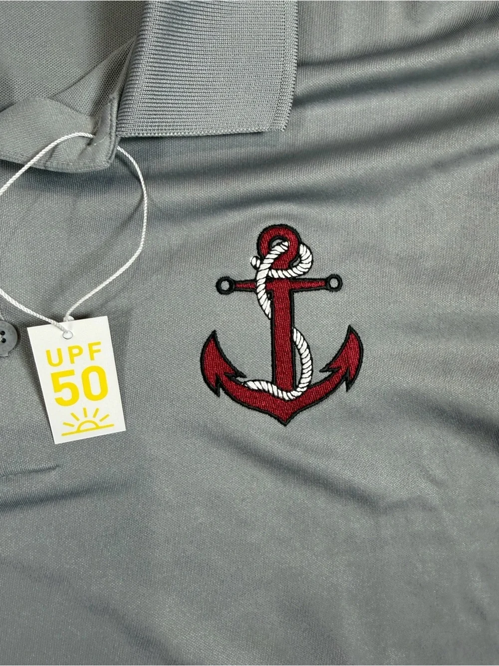 NWT Adidas Golf XL Men’s Gray Polo with Maroon Anchor Nautical Navy Logo